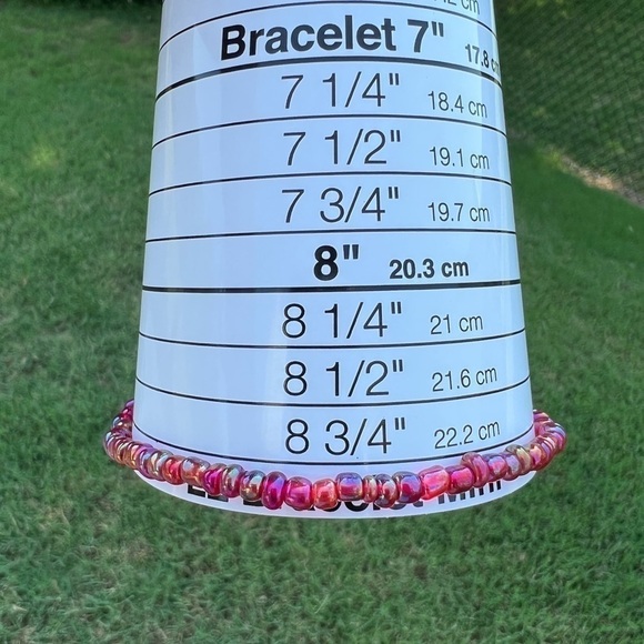 STRETCH Beaded Anklet Red Rainbow - Picture 7 of 13